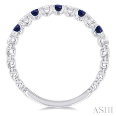 2.25 MM Sapphire and 1/4 Ctw Round Cut Diamond Precious Wedding Band in 14K White Gold