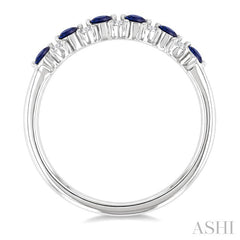 2.3 MM Sapphire and 1/5 Ctw Round Cut Diamond Precious Band in 14K White Gold