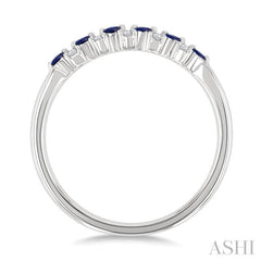 1.9 MM Sapphire and 1/10 Ctw Round Cut Diamond Precious Band in 14K White Gold