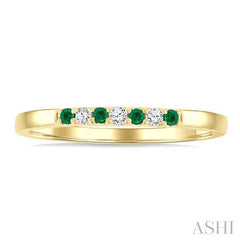 1/20 Ctw 1.55 MM Round Cut Emerald and Round Cut Diamond Precious Fashion Band in 10K Yellow Gold