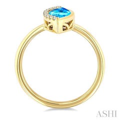 1/20 Ctw 10X5MM Marquise Cut Blue Topaz and Round Cut Diamond Semi-Precious Fashion Ring in 10K Yellow Gold