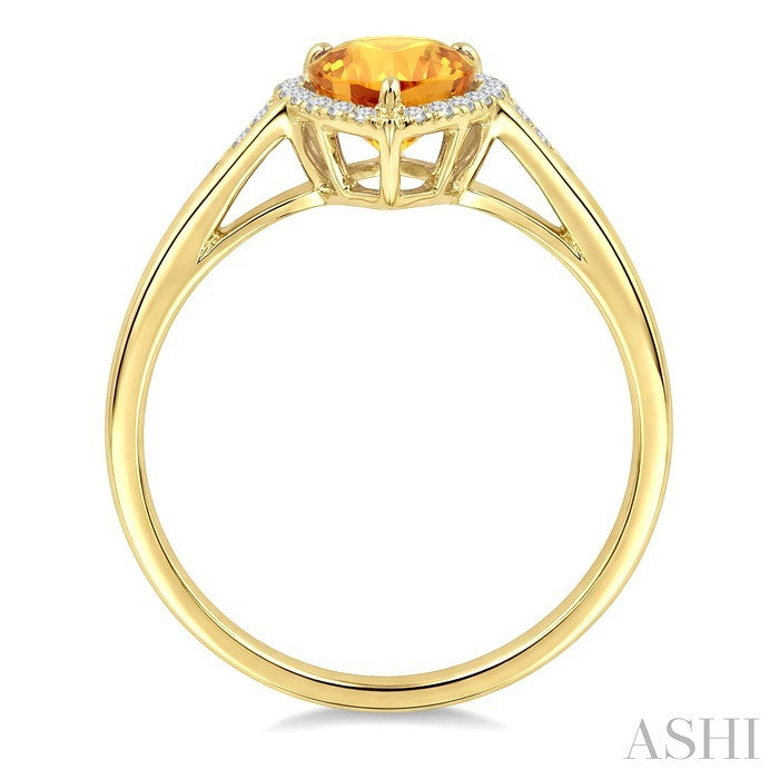 16X6 MM Pear Shape Citrine and 1/6 Ctw Round Cut Diamond Semi-Precious Ring in 10K Yellow Gold