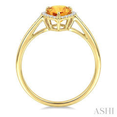 16X6 MM Pear Shape Citrine and 1/6 Ctw Round Cut Diamond Semi-Precious Ring in 10K Yellow Gold