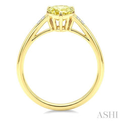 16X6 MM Pear Shape Lemon Quartz and 1/50 Ctw Round Cut Diamond Semi-Precious Ring in 10K Yellow Gold