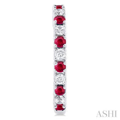 1.80 MM Round Shape Ruby and 1/4 Ctw Round Cut Diamond Precious Hoop Earring in 10K White Gold