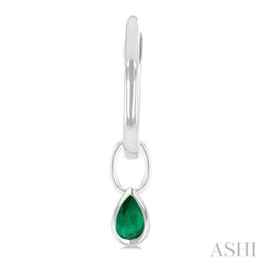 5x3 MM Bezel Set Pear Cut Emerald Precious Fashion Huggie Earrings in 14K White Gold