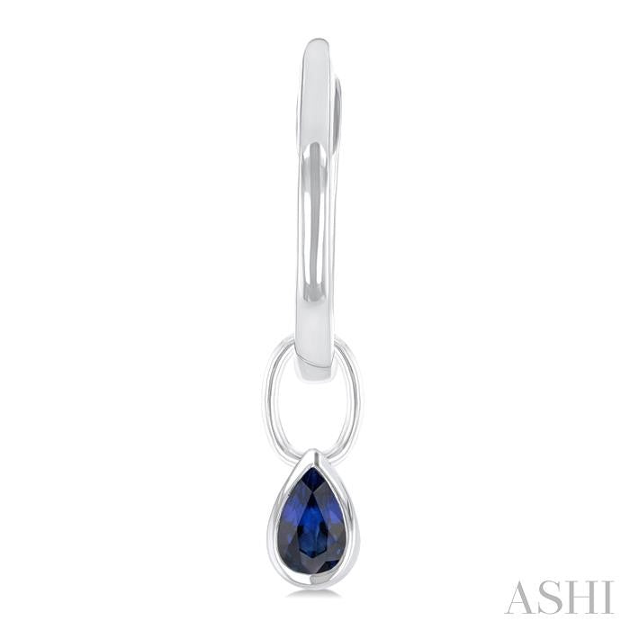 5x3 MM Bezel Set Pear Cut Sapphire Precious Fashion Huggie Earrings in 14K White Gold