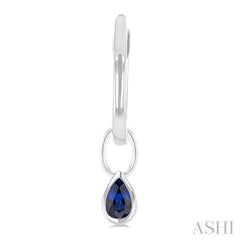 5x3 MM Bezel Set Pear Cut Sapphire Precious Fashion Huggie Earrings in 14K White Gold