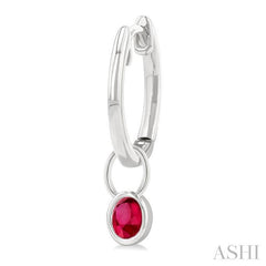 5x3 MM Bezel Set Oval Cut Ruby Precious Fashion Huggie Earrings in 10K White Gold