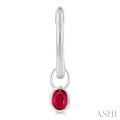 5x3 MM Bezel Set Oval Cut Ruby Precious Fashion Huggie Earrings in 10K White Gold