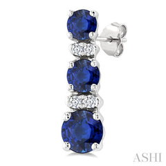 2.2-3.3 MM Round Shape Sapphire and 1/50 Ctw Round Cut Diamond Hoop  Earrings in 10K White Gold