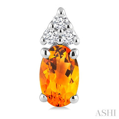 1/20 Ctw Oval Cut 5X3 MM Citrine and Round Cut Diamond semi-precious Earrings in 10K White Gold