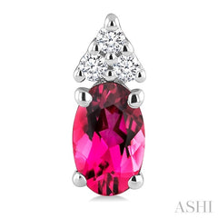 1/20 Ctw Oval Cut 5X3 MM Pink Tourmaline and Round Cut Diamond semi-precious Earrings in 10K White Gold