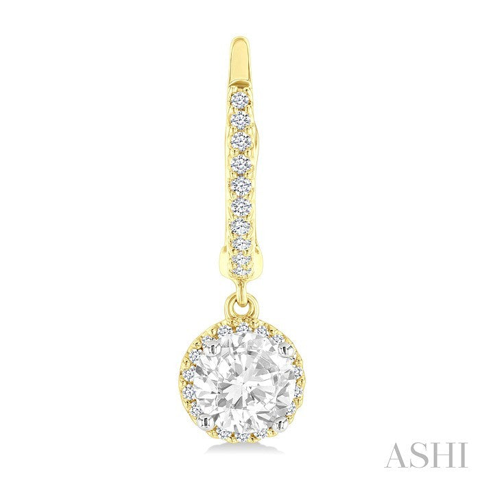 4 MM White Topaz and 1/5 Ctw Round Cut Diamond Semi-Precious Fashion Hoop Earrings in 14K Yellow and White Gold