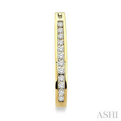 1 Ctw Channel Set Round Cut Diamond Hoop Earrings in 10K Yellow Gold