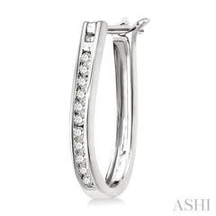 1/4 Ctw Round Cut Diamond Hoop Earrings in 10K White Gold