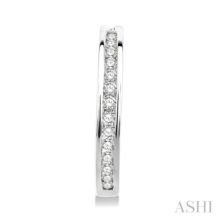 1 Ctw Channel Set Round Cut Diamond Hoop Earrings in 10K White Gold