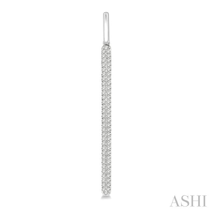 3/8 Ctw Rounded Bar Round Cut Diamond Long Earrings in 14K White Gold