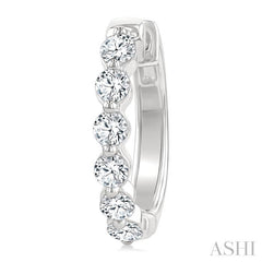 1 Ctw Prong Set Round Cut Diamond Hoop Earrings in 14K White gold