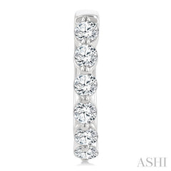 1 Ctw Prong Set Round Cut Diamond Hoop Earrings in 14K White gold