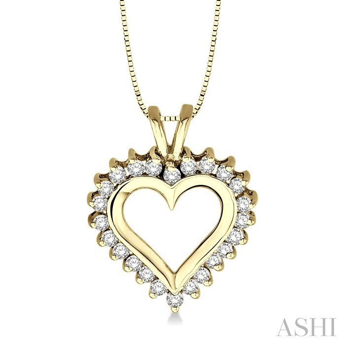 1/2 Ctw Round Cut Diamond Heart Pendant in 14K Yellow Gold with Chain
