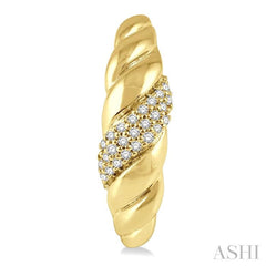 1/6 Ctw Wave Round Cut Diamond Fashion Hoop Earring in 10K Yellow Gold