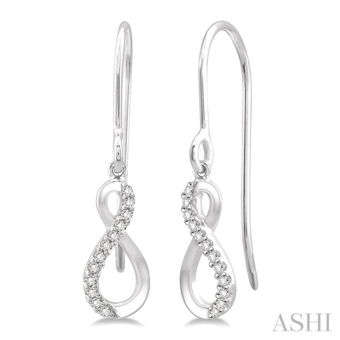 1/10 Ctw Figure Eight Round Cut Diamond Infinity Petite Earrings in 10K White Gold