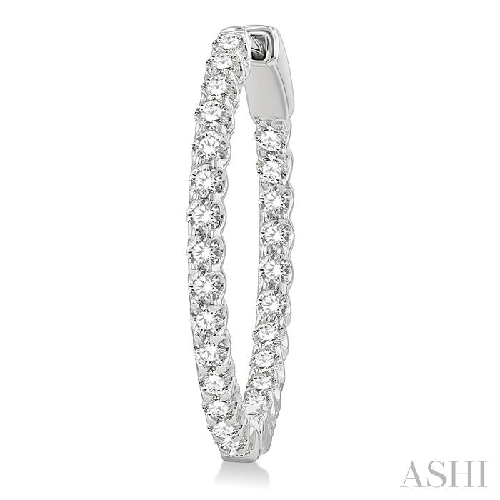 1 1/2 Ctw Inside-Out Round Cut Diamond Hoop Earrings in 14K White Gold