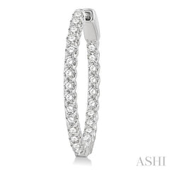 1 1/2 Ctw Inside-Out Round Cut Diamond Hoop Earrings in 14K White Gold