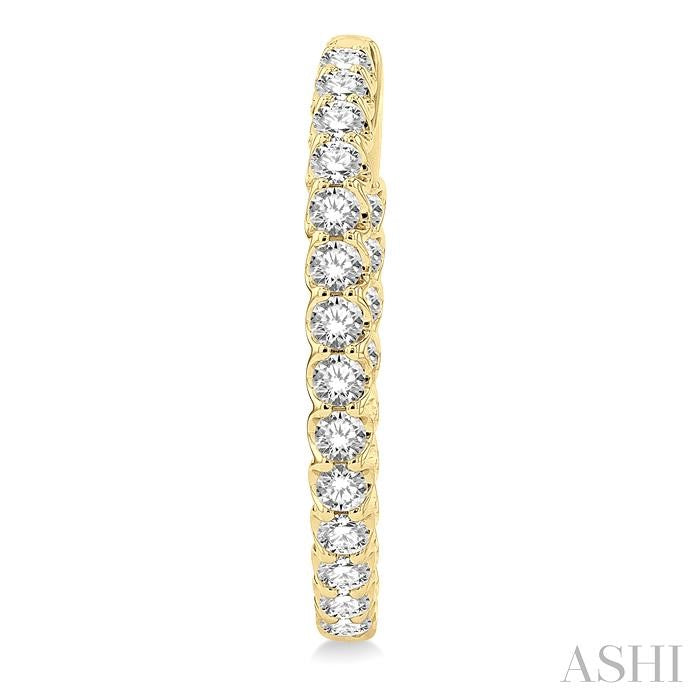 3 Ctw Inside-Out Round Cut Diamond Hoop Earrings in 14K Yellow Gold
