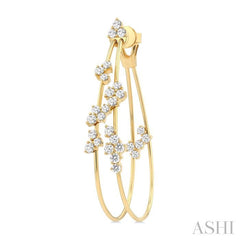 2 1/6 Ctw Scatter Round Cut Diamond Fashion Double Hoop Earrings in 14K Yellow Gold