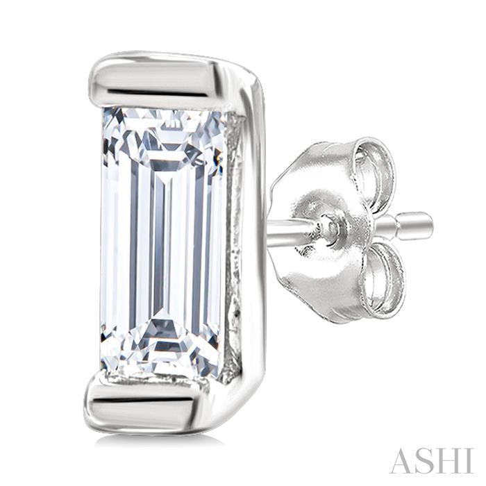1/10 Ctw Baguette Diamond Petite Fashion Earrings in 10K White Gold