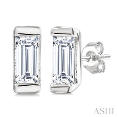 1/10 Ctw Baguette Diamond Petite Fashion Earrings in 10K White Gold