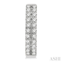 1/3 Ctw Twin Row Round Cut Diamond Petite Fashion Huggie Earrings in 14K White Gold