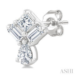 1/3 Ctw Mixed Cut Diamond Fashion Earrings in 14K White Gold