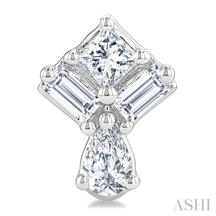 1/3 Ctw Mixed Cut Diamond Fashion Earrings in 14K White Gold