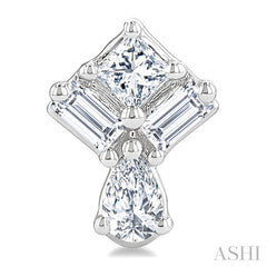 1/3 Ctw Mixed Cut Diamond Fashion Earrings in 14K White Gold
