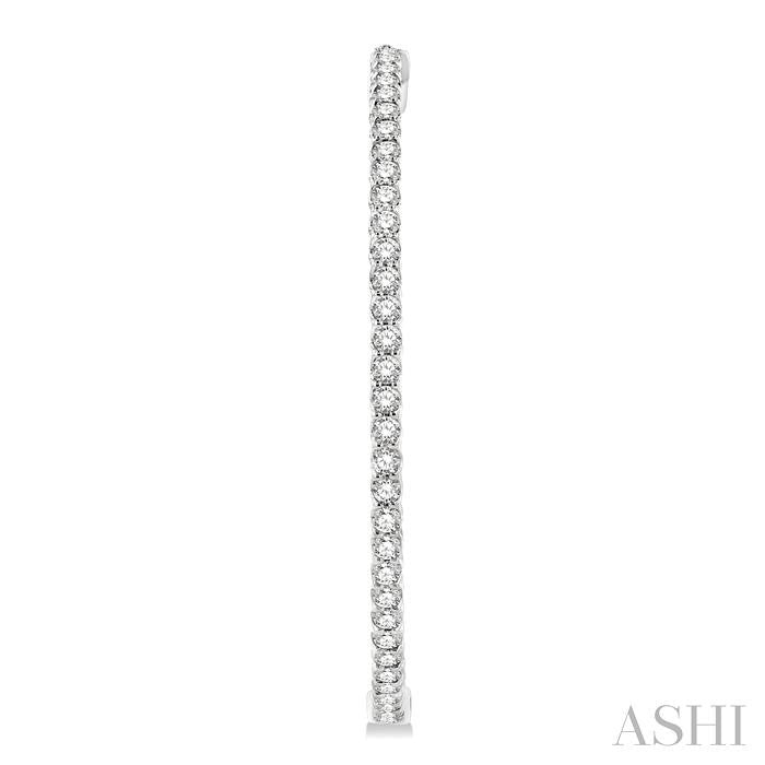 3 Ctw Inside-Out Round Cut Diamond 1 3/4 Inch Hoop Earrings in 14K White Gold