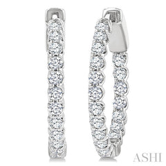 1 Ctw Inside-Out Round Cut Diamond Hoop Earrings in 14K White Gold
