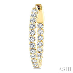 1 Ctw Inside-Out Round Cut Diamond Hoop Earrings in 14K Yellow Gold