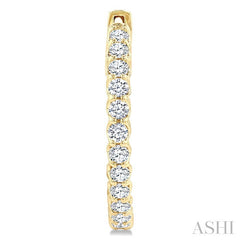 1 Ctw Inside-Out Round Cut Diamond Hoop Earrings in 14K Yellow Gold