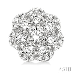 1 Ctw Flower Pattern Round Cut Diamond Fashion Stud Earrings in 14K White Gold