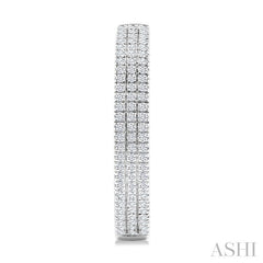 1/2 Ctw Triple Row Pave Set Round Cut Diamond Fashion Hoop Earring in 10K White Gold
