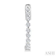 1 Ctw Inside-Out Single Prong Set Round Cut Diamond Hoop Earrings in 14K White Gold