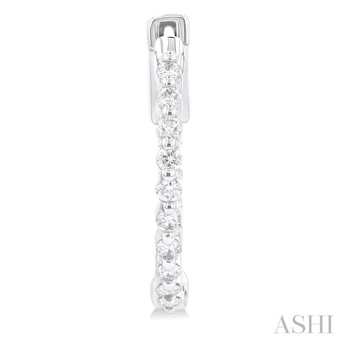 1/2 Ctw Inside-Out Single Prong Set Round Cut Diamond Hoop Earrings in 14K White Gold