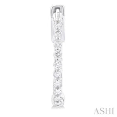 1/2 Ctw Inside-Out Single Prong Set Round Cut Diamond Hoop Earrings in 14K White Gold