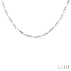 1/2 Ctw Halfway Bamboo Internodes Round Cut Diamond Fashion Necklace in 14K White Gold