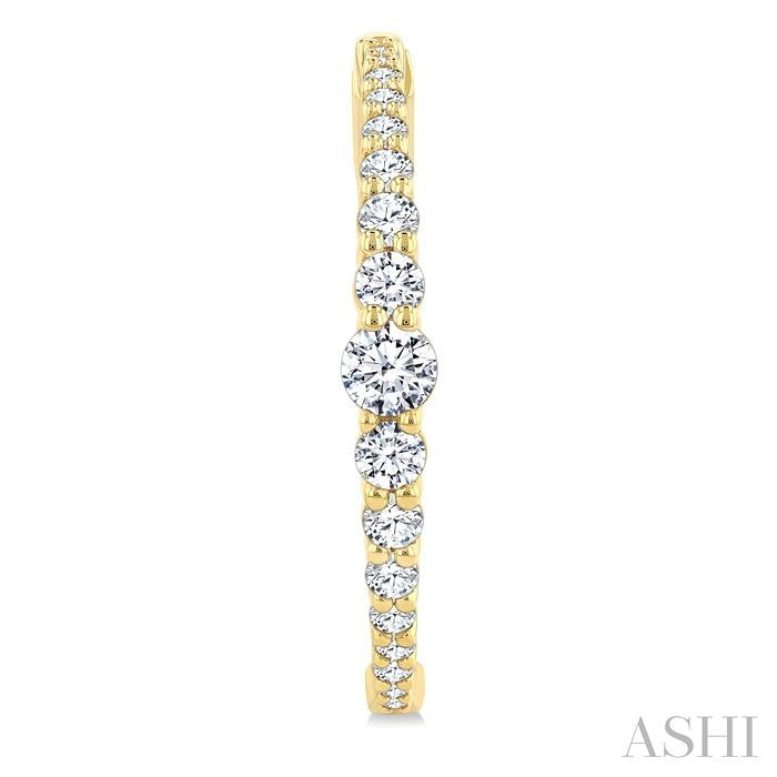 1 1/2 Ctw Graduated Round Cut Diamond Riviera Hoop Earrings in 14K Yellow Gold 