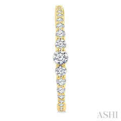 1 1/2 Ctw Graduated Round Cut Diamond Riviera Hoop Earrings in 14K Yellow Gold 
