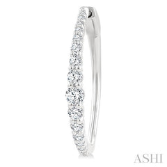 1 Ctw Round Cut Diamond Graduated Riviera Hoop Earrings in 14K White Gold